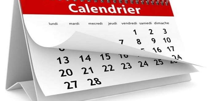Calendrier des jours fériés et des vacances pour 2019